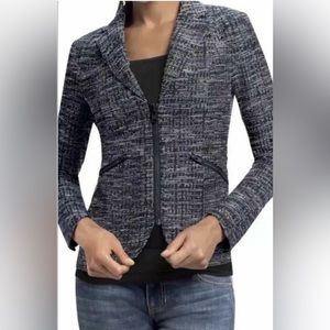 Cabi Blue and Black Mingle Zip Up Blazer Style 723 Size 8